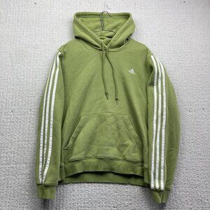 Adidas Lime Green Chartreuse Classic 3 stripes Hoodie Sweatshirt Wom Size XL